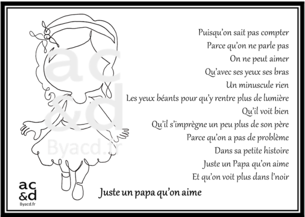 Lineart Juste un papa qu'on aime 20 x 20 cm